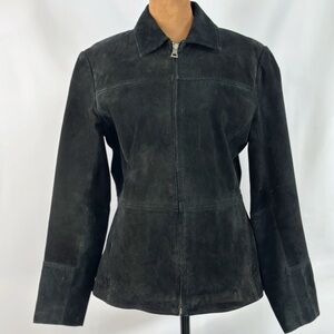 Bernardo Leather Jacket PS Petite‎ Small Black Zip Suede Nordstrom
